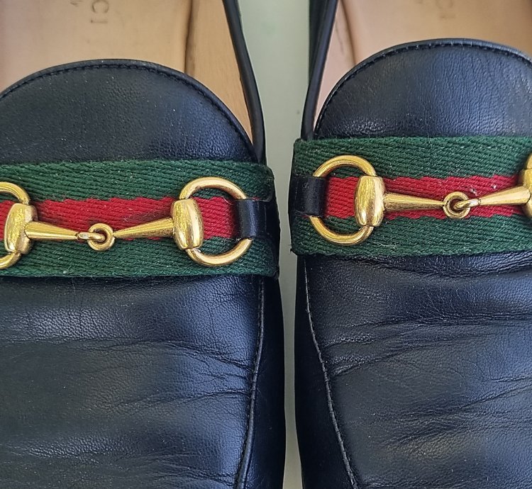 Gucci Brixton Horsebit Web Stripe Leather Loafers 39.5  display picture 1