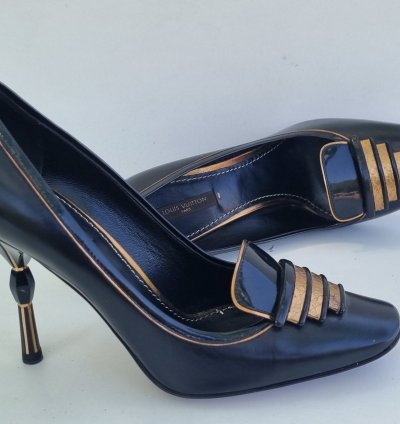 Louis Vuitton Resin Heel Leather Pumps Heels 38
